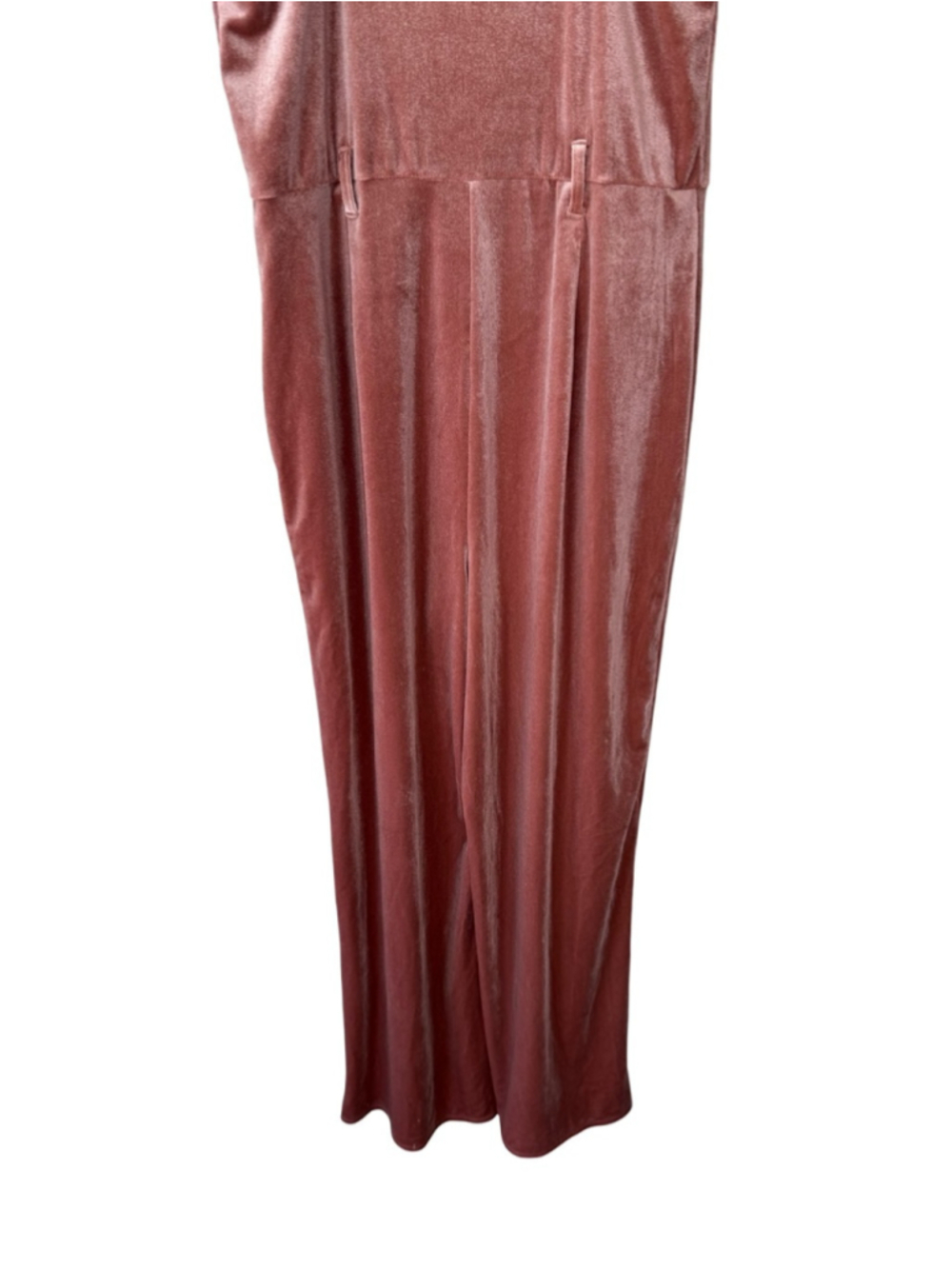 Forever 21 Dusty Rose Velvet V-Neck Wide-Leg Jumpsuit Size L Y2K Wedding - Picture 10 of 12